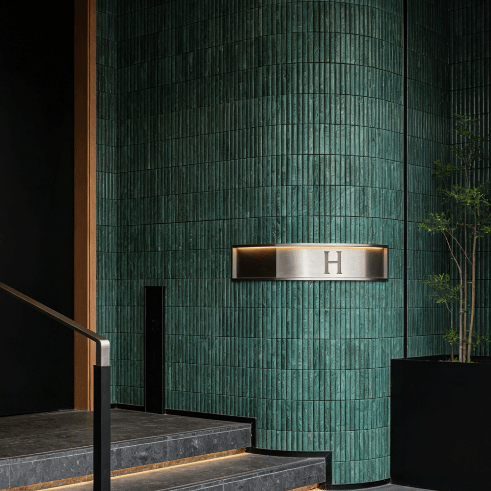 โมเสคหินธรรมชาติ TIMELESS TILES รุ่น LUNE 30.5X30 ซม. สีเขียว FLORAL GREEN โมเสกแท่งทรงโค้งครึ่งวงกลม