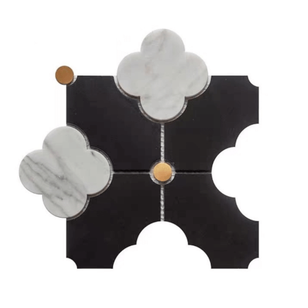 โมเสคหินอ่อน TIMELESS TILES รุ่น MAJESTIC FLORAL 20X20 ซม. สีดำ_0
