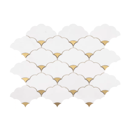 โมเสคหินอ่อน TIMELESS TILES รุ่น LUCKY CLOUD 23.7X29.8 ซม. สีขาว CRYSTAL WHITE_0