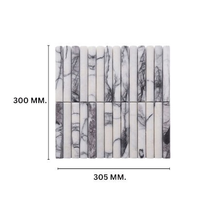 โมเสคหินอ่อน TIMELESS TILES รุ่น LUNE 30.5X30 ซม. สีขาว CARARA WHITE โมเสกแท่งทรงโค้งครึ่งวงกลม_1