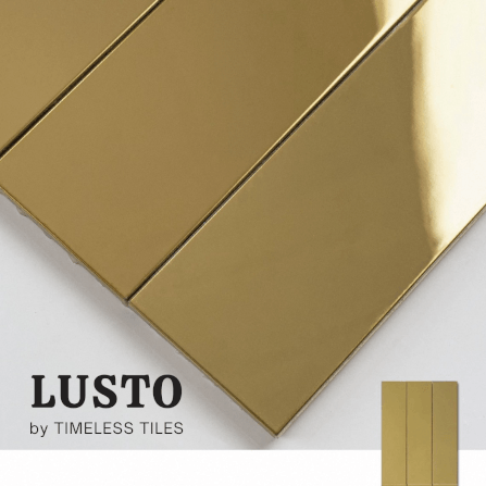 โมเสค TIMELESS TILES รุ่น LUSTO 39.6X14.5 ซม. สีทอง GOLD ผิวเงามิลเลอร์_2