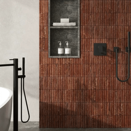 โมเสคหินธรรมชาติ TIMELESS TILES รุ่น LUNE 30.5X30 ซม. สีแดง RED CAVE โมเสกแท่งทรงโค้งครึ่งวงกลม_5