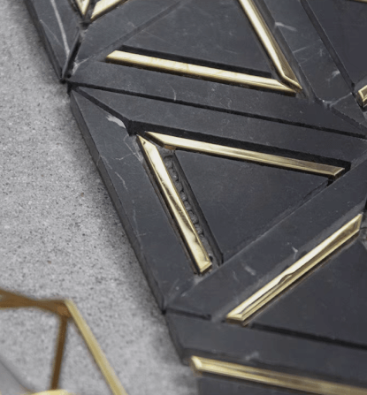 โมเสคหินอ่อน TIMELESS TILES รุ่น GRACE 35X31 ซม. สีดำ ตกแต่งสเตนเลสสีทอง_6