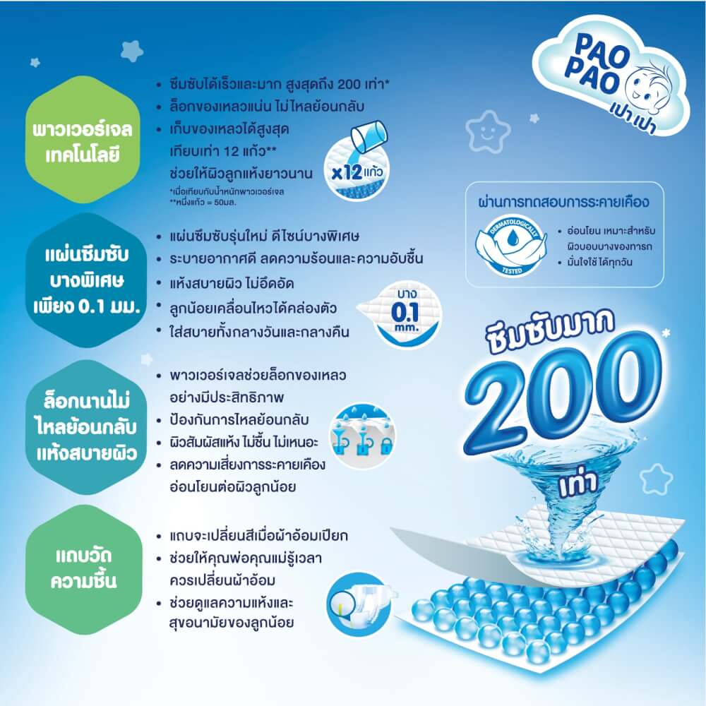 ผ้าอ้อมเด็กแบบกางเกง PAOPAO ขนาดพกพา Size XXL 13 ชิ้น (15-25 kg)