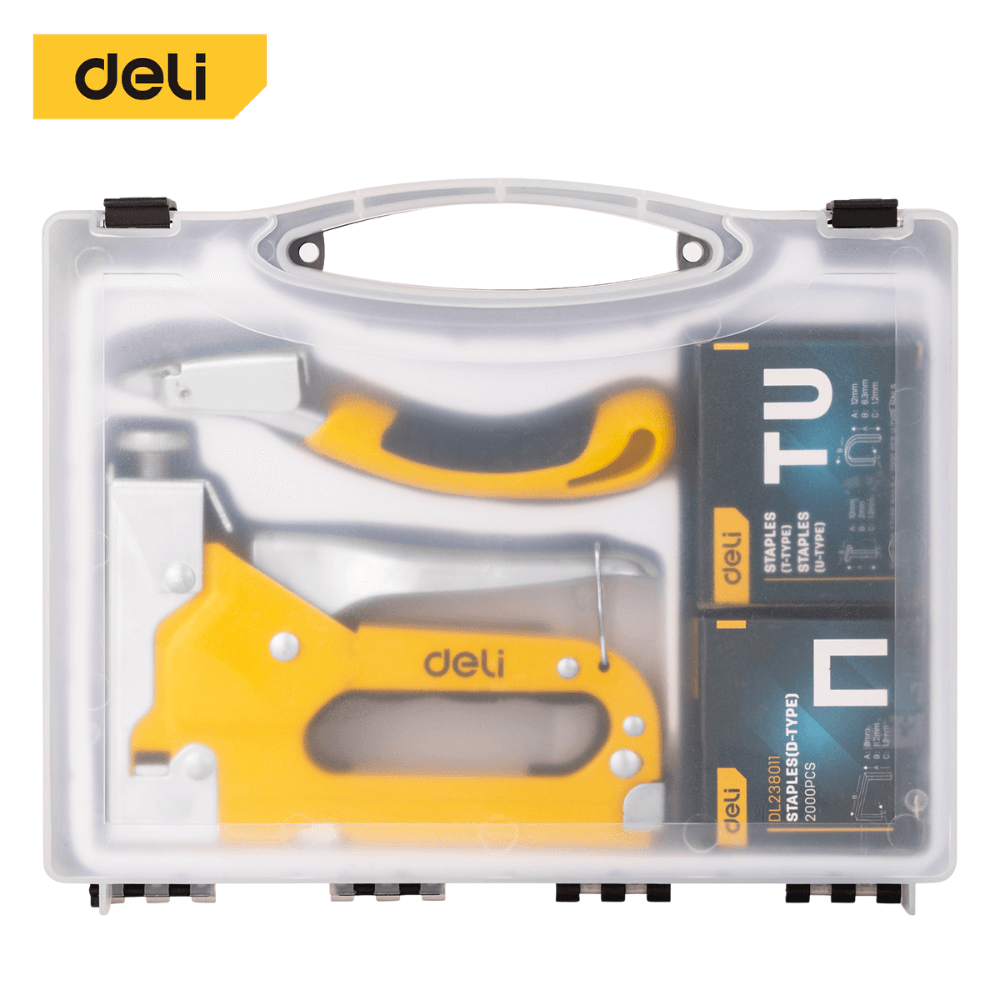 เครื่องยิงแม็ก DELI EDL238105-YL-01 สีเหลือง 3IN1