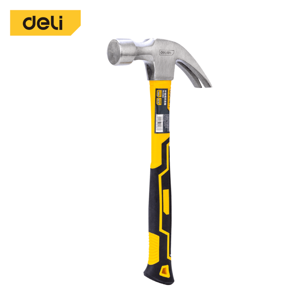 ค้อนหงอนมินิ ด้ามไฟเบอร์ DELI DL5003-YL-01 ขนาด 0.75กก สีดำ