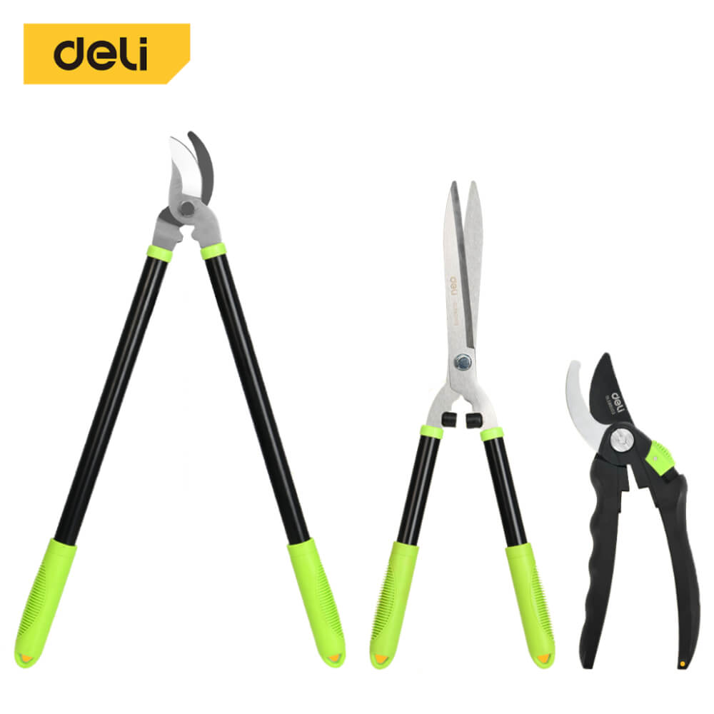 กรรไกรตัดกิ่ง DELI EDL580003-YL-01 เซ็ท 3ชิ้น สีเขียว