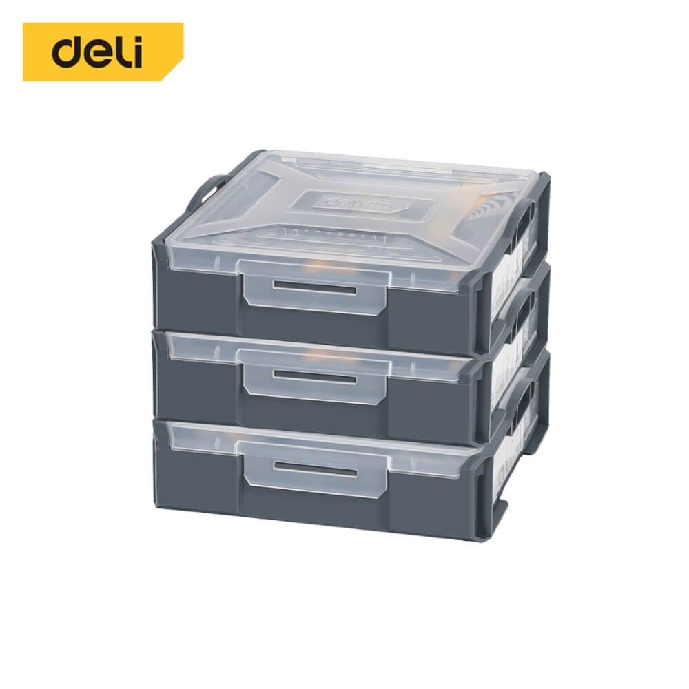 กล่องแบ่งช่อง DELI DL1001-1-GR-03 18X23X6ซม. 3ชิ้น สีเทา_0