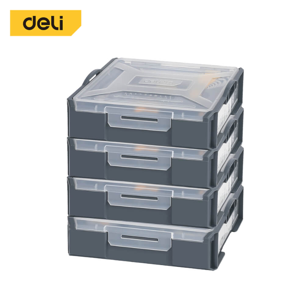 กล่องแบ่งช่อง DELI DL1001-1-GR-04 18X23X6ซม. 4ชิ้น สีเทา_0