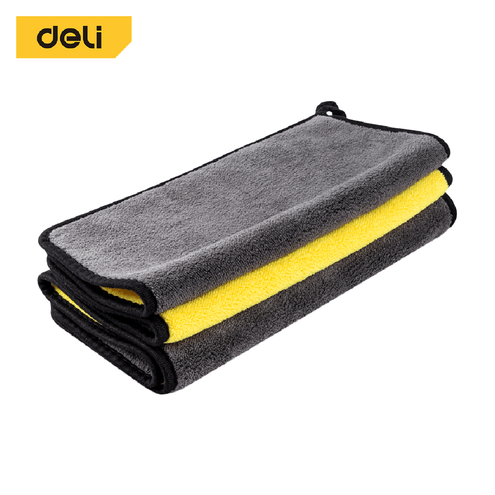 ผ้าขนหนูไมโครไฟเบอร์ DELI DL496013-YL-01 สีเทาเหลือง จำนวน 3 ชิ้น_0