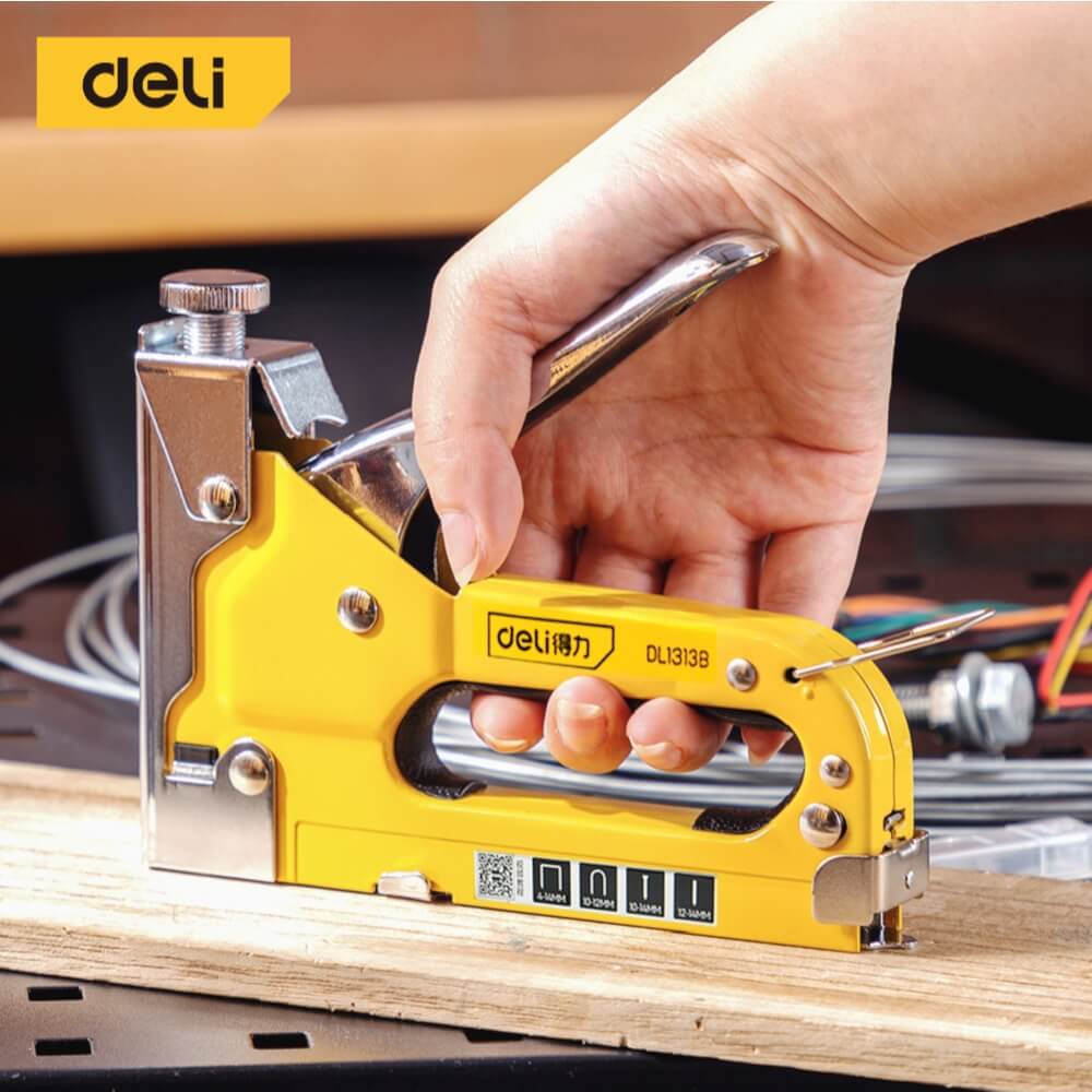 เครื่องยิงแม็ก DELI DL1313B-YL-01 สีเหลือง 4IN1