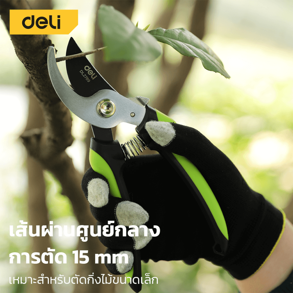 กรรไกรตัดกิ่ง DELI EDL2789-GN-01 8นิ้ว สีเขียว