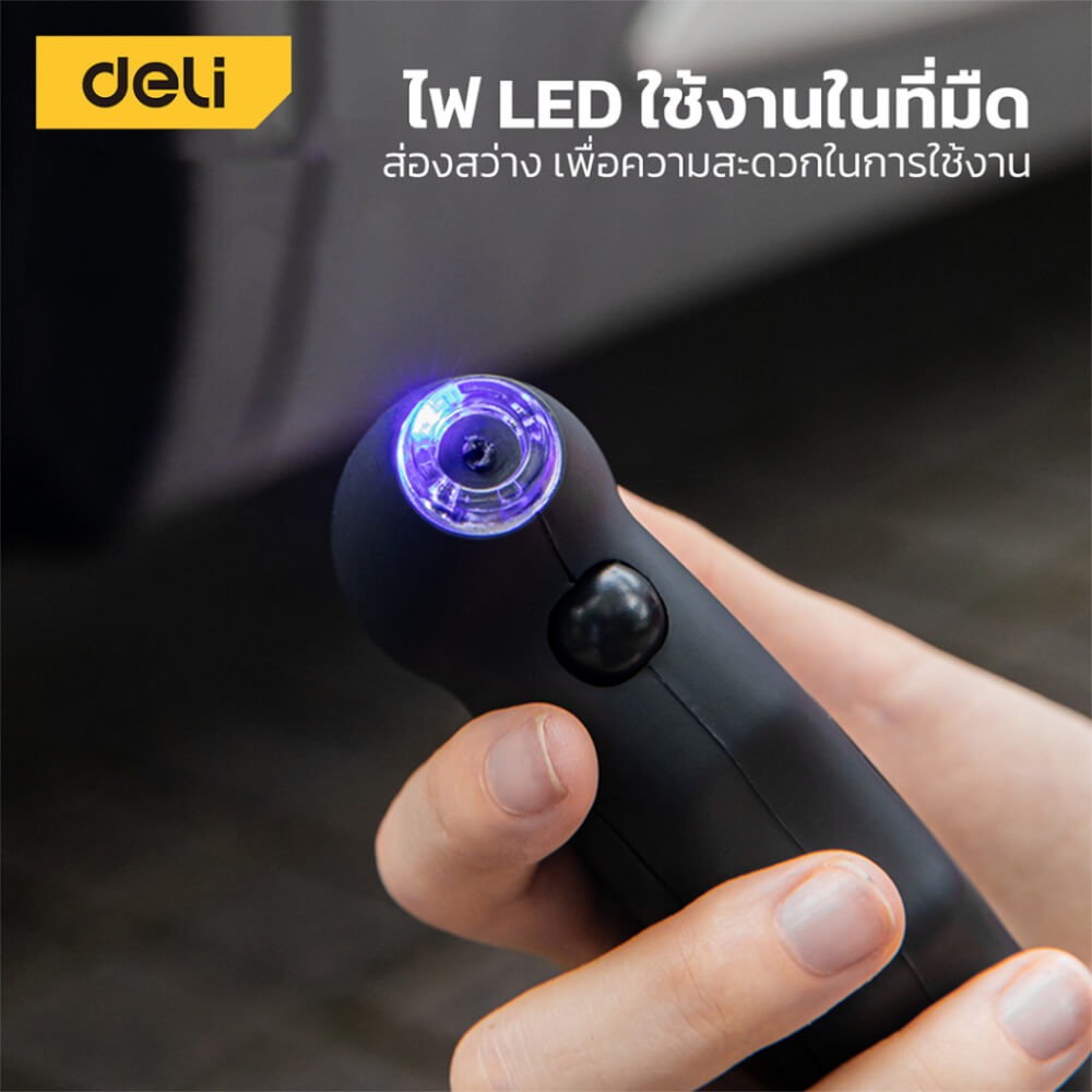 เกจ์วัดแรงดันยางรถ DELI DL886100-BK-01 สีดำ