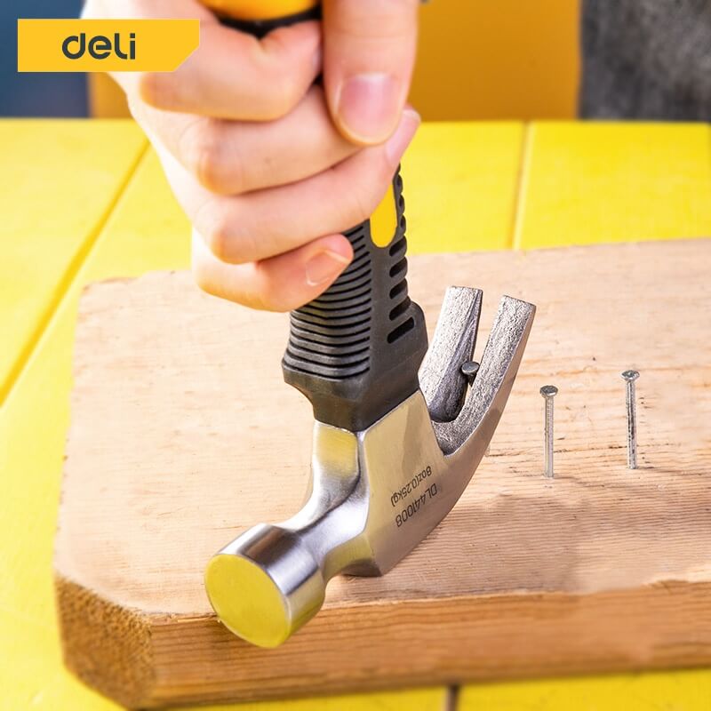 ค้อนหงอนมินิ ด้ามไฟเบอร์ DELI EDL441008-YL-01 ขนาด 8ออนซ์ สีดำ