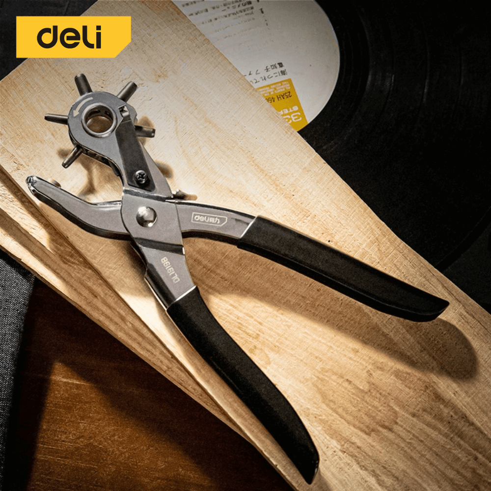 คีมเจาะรูหนัง DELI EDL1919C-SL-01 เจาะได้ 6ขนาด สีเงิน