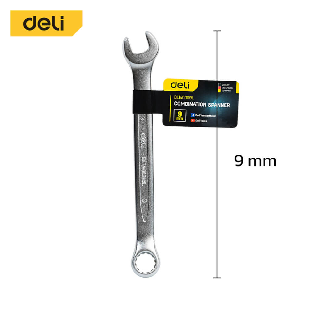 ประแจปากตาย DELI EDL140009L-SL-01 9มม