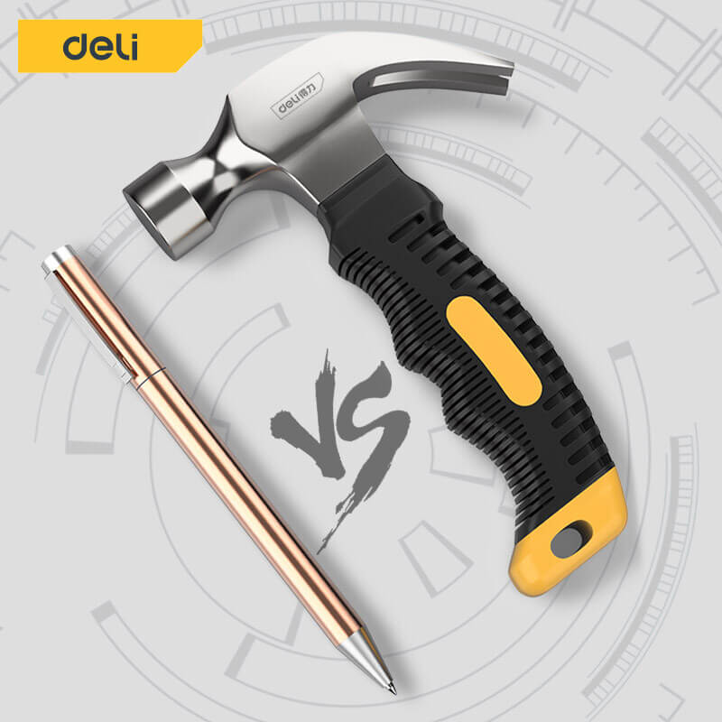 ค้อนหงอนมินิ ด้ามไฟเบอร์ DELI EDL441008-YL-01 ขนาด 8ออนซ์ สีดำ