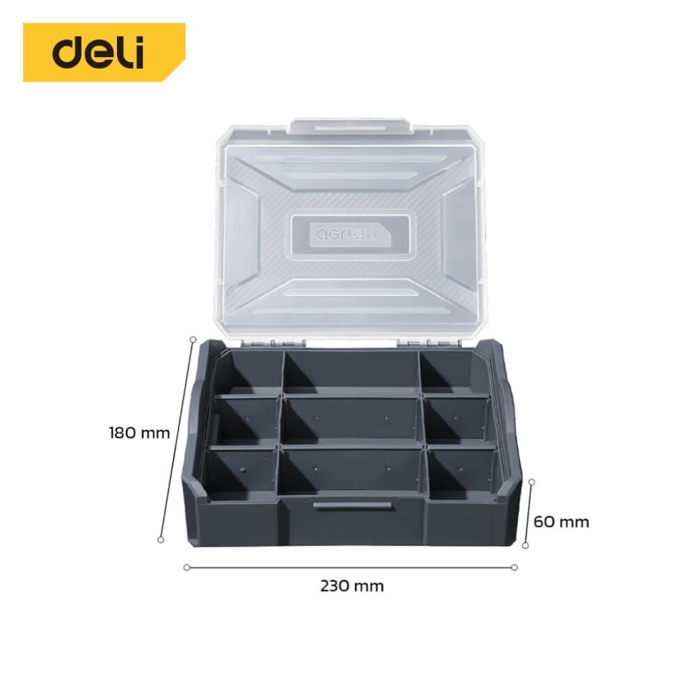 กล่องแบ่งช่อง DELI DL1001-1-GR-02 18X23X6ซม. 2ชิ้น สีเทา_5