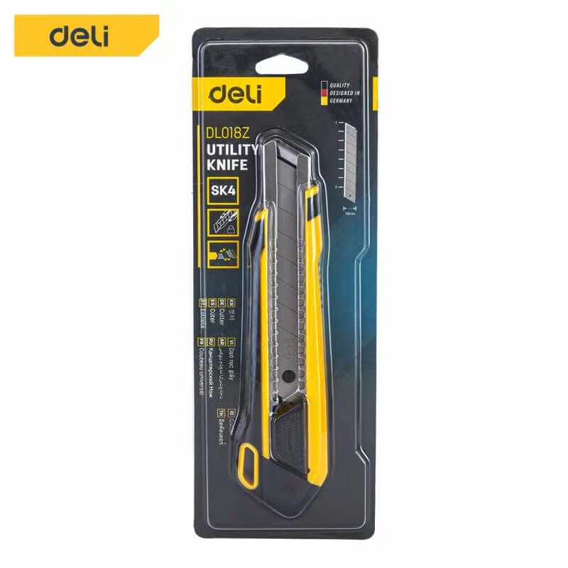 คัตเตอร์ DELI EDL018Z-YL-01 18มม สีเหลือง
