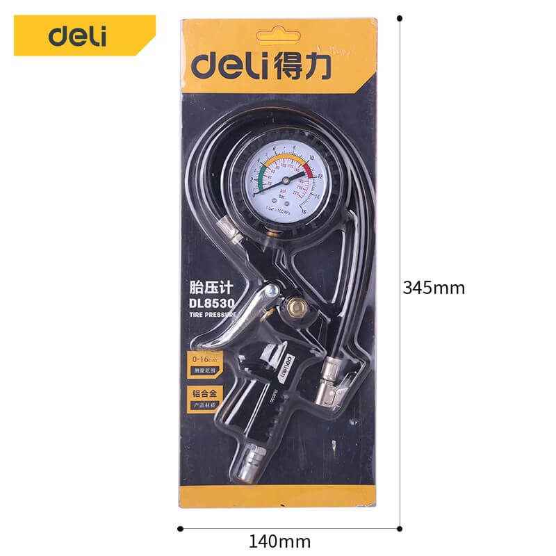 หัวเติมลม DELI DL8530-BK-01 พร้อมเกจ์วัดลม สีดำ