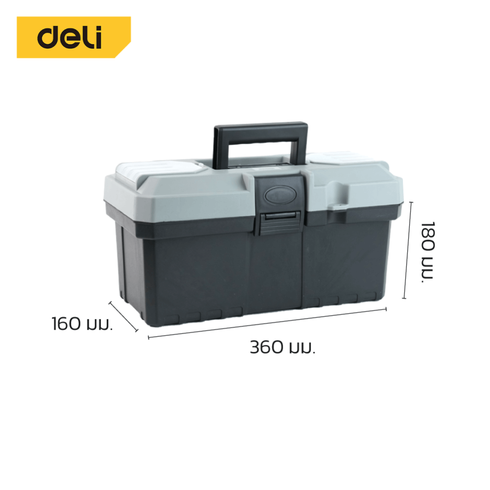 กล่องเครื่องมือช่าง DELI EDL432314-GR-01 ขนาด 16X36X18ซม สีเทา