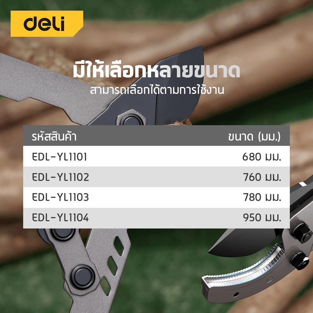 กรรไกรตัดกิ่งไม้ด้ามยาว DELI EDL-YL1103-GN-01 78 ซม.