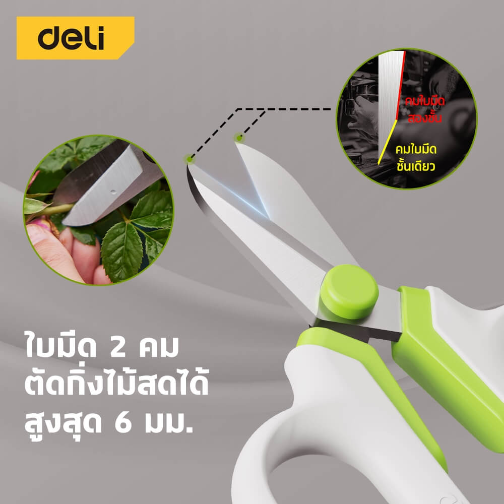 กรรไกรตัดแต่งกิ่ง DELI EDL-YL0008-GN-01 7 นิ้ว สีเขียว
