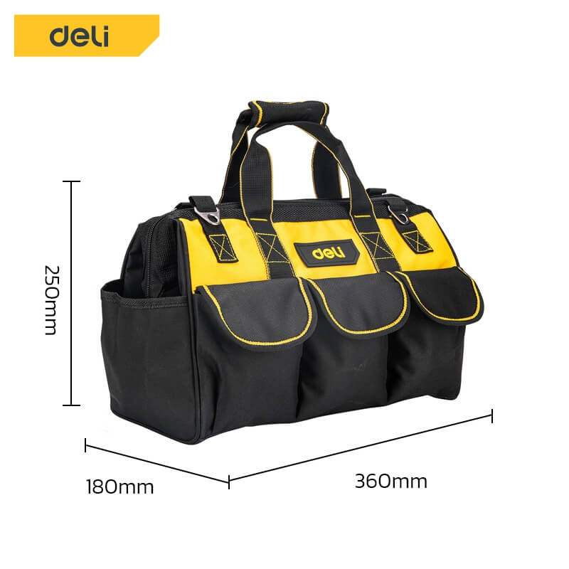 กระเป๋าเครื่องมือช่าง DELI EDL430116-BK-01 สีเหลือง-ดำ