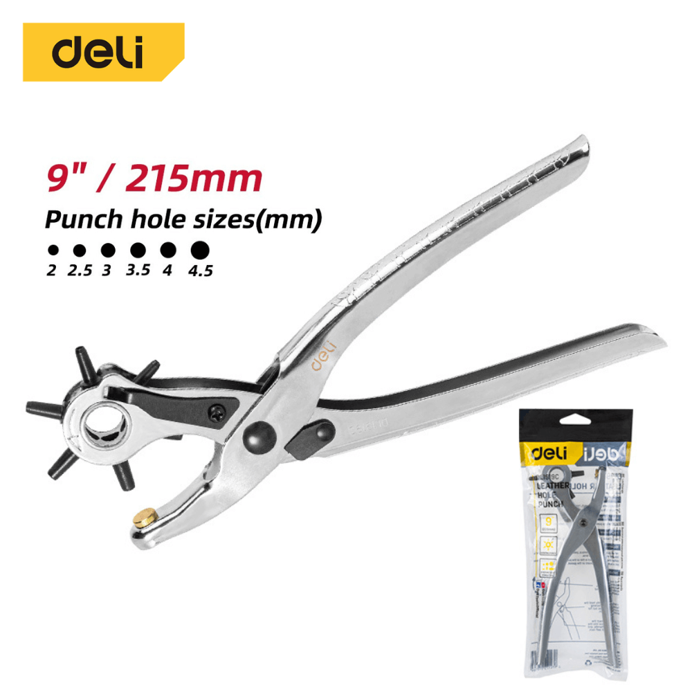 คีมเจาะรูหนัง DELI EDL1919C-SL-01 เจาะได้ 6ขนาด สีเงิน