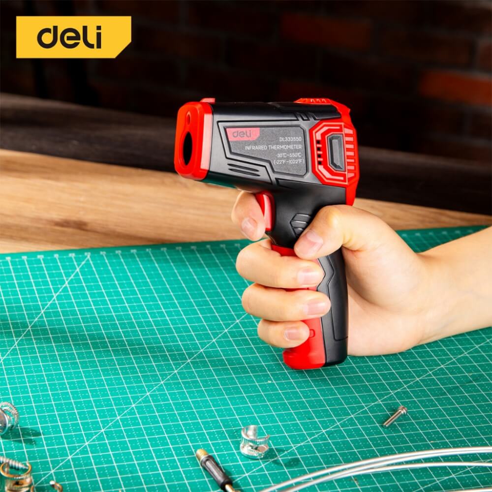 เครื่องวัดอุณหภูมิอินฟราเรด DELI EDL333550-YL-01 สีแดง