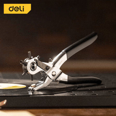 คีมเจาะรูหนัง DELI EDL1919C-SL-01 เจาะได้ 6ขนาด สีเงิน_1