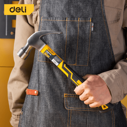 ค้อนหงอนมินิ ด้ามไฟเบอร์ DELI DL5003-YL-01 ขนาด 0.75กก สีดำ_1