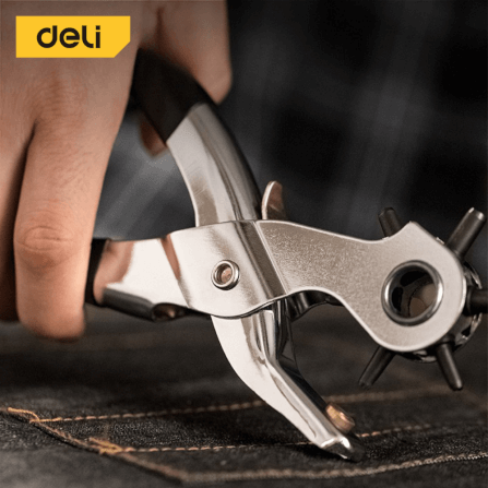 คีมเจาะรูหนัง DELI EDL1919C-SL-01 เจาะได้ 6ขนาด สีเงิน_2