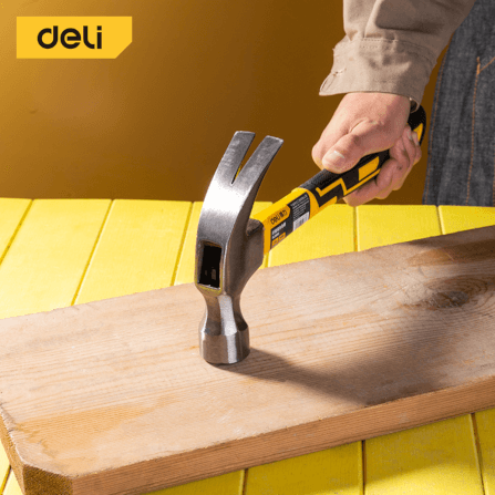 ค้อนหงอนมินิ ด้ามไฟเบอร์ DELI DL5003-YL-01 ขนาด 0.75กก สีดำ_2