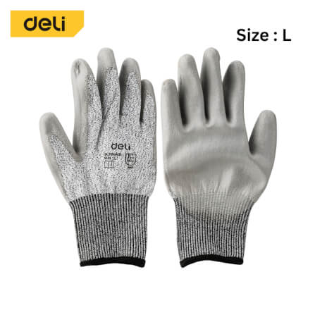 ถุงมือ DELI EDL521043L-GR-01 ไซส์L สีเทา 1คู่_2