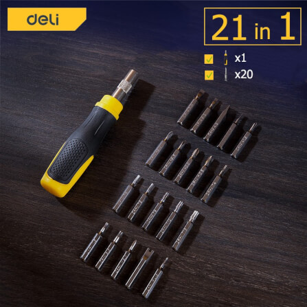 ชุดไขควงเปลี่ยนหัว DELI DL1021D-YL-01 21ชิ้น_3
