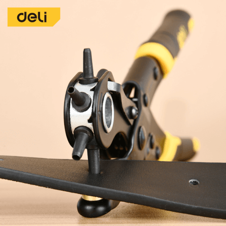 คีมเจาะรูหนัง DELI DL1919A-YL-01 เจาะได้ 6ขนาด สีเหลือง-ดำ_3