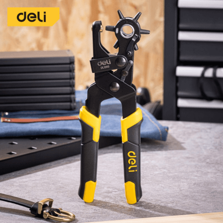 คีมเจาะรูหนัง DELI EDL1919-YL-01 เจาะได้ 6ขนาด สีเหลือง-ดำ_3