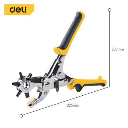 คีมเจาะรูหนัง DELI DL0400-YL-01 เจาะได้ 6ขนาด สีเหลือง-ดำ_3