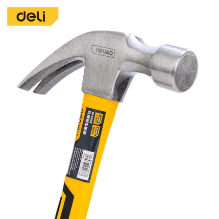 ค้อนหงอนมินิ ด้ามไฟเบอร์ DELI DL5003-YL-01 ขนาด 0.75กก สีดำ_3