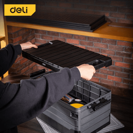 กล่องเก็บของพับได้ DELI DL884160-BK-01 60ลิตร สีดำ_3