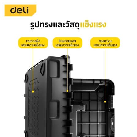 กล่องเครื่องมือช่าง DELI EDL432522A-BK-01 ขนาด 33X44X22ซม. สีดำ_3