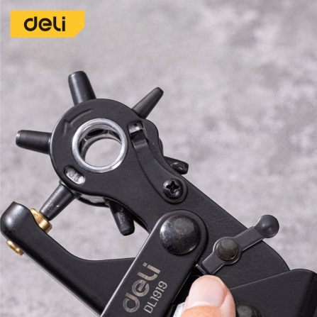 คีมเจาะรูหนัง DELI EDL1919-YL-01 เจาะได้ 6ขนาด สีเหลือง-ดำ_4