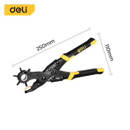 คีมเจาะรูหนัง DELI DL1919A-YL-01 เจาะได้ 6ขนาด สีเหลือง-ดำ_6