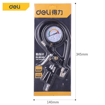 หัวเติมลม DELI DL8530-BK-01 พร้อมเกจ์วัดลม สีดำ_6