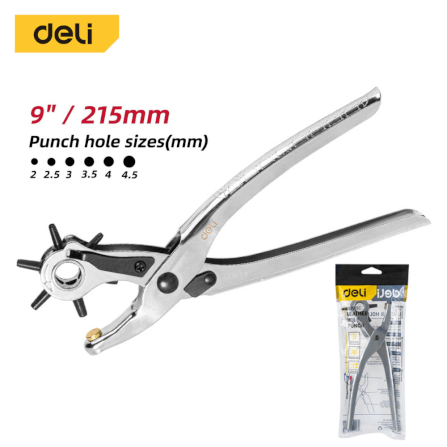 คีมเจาะรูหนัง DELI EDL1919C-SL-01 เจาะได้ 6ขนาด สีเงิน_8