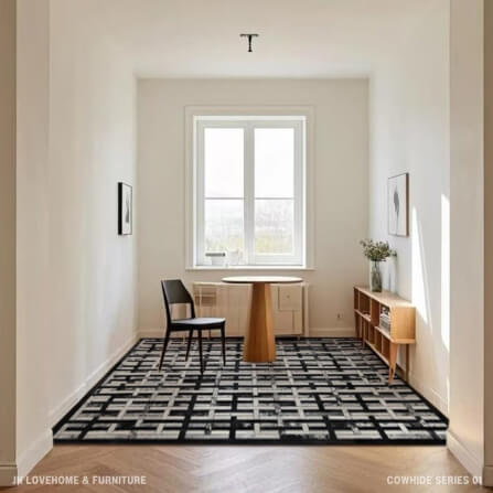 พรมปูพื้น JKLOVEHOME COWHIDE SERIES 01 160X240 ซม. สีดำ_4