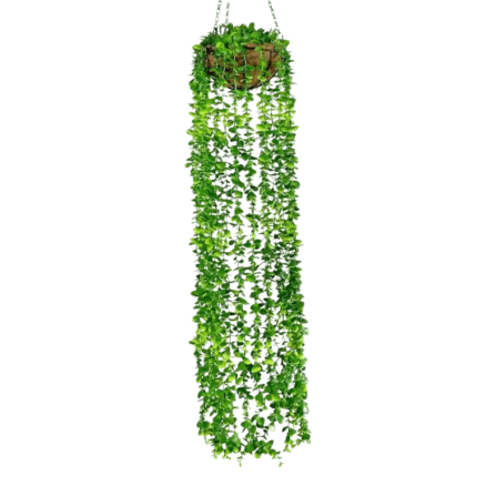 ไม้เลื้อยปลอม PIMARN รุ่น PID021 สูง 110 CM - สีเขียวเข้ม แบบแขวนกระถางใยมะพร้าว_0