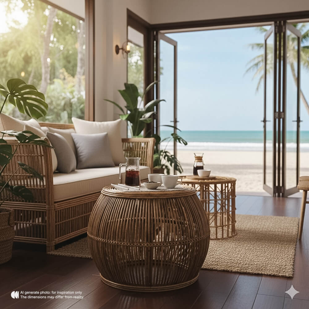 สตูล หวายแท้ PISAMAI รุ่น DIB STOOL สไตล์ TROPICAL ขนาด 52*52*58 ซม. สีธรรมชาติ