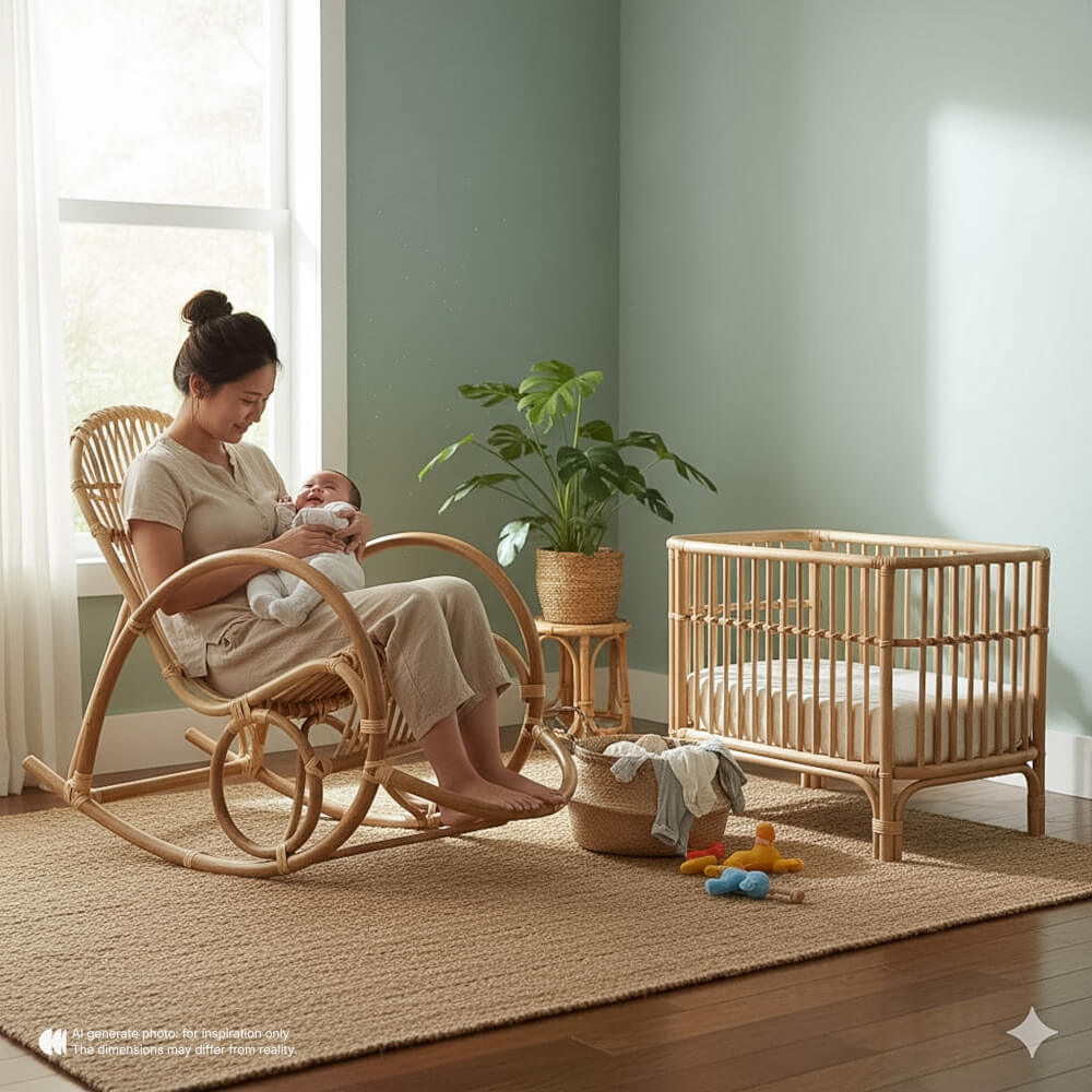 เก้าอี้โยก หวายแท้ PISAMAI รุ่น YOKYEK CHAIR ทรงมินิมอล ขนาด 85*120*85 ซม. สีธรรมชาติ